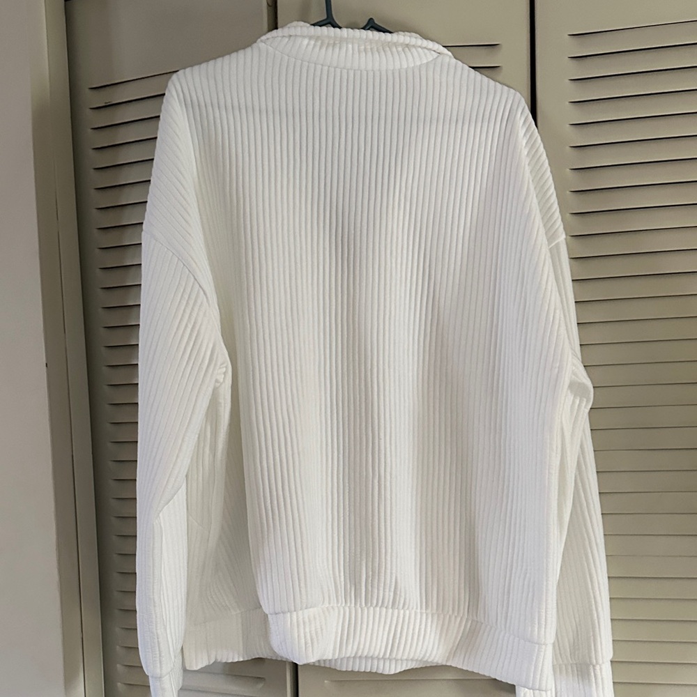 White Ribbed Pullover Sweater - Picture 10 of 12